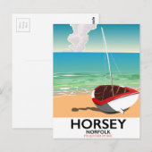 Horsey Norfolk Beach reisposter Briefkaart (Voorkant / Achterkant)
