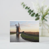 Horsey Norfolk Broads sunset briefkaart (Staand voorkant)