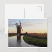 Horsey Norfolk Broads sunset briefkaart (Voorkant / Achterkant)