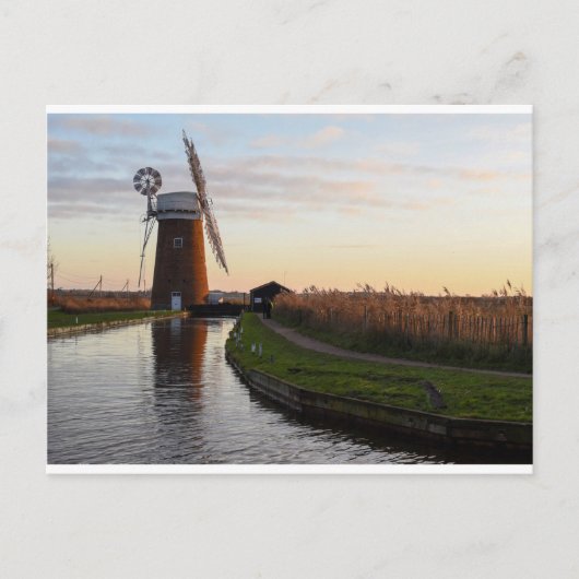 Horsey Norfolk Broads sunset briefkaart (Voorkant)