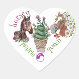Horsey Prairie Queen Met Bloemen Hart sticker