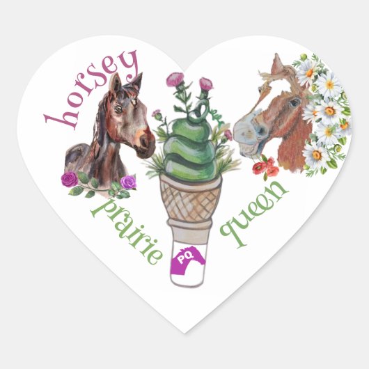 Horsey Prairie Queen Met Bloemen Hart sticker (Voorkant)