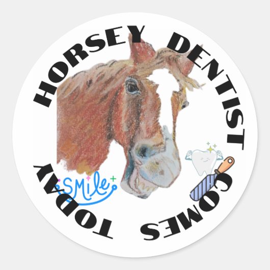 Horsey tandst komt vandaag Sticker (Voorkant)