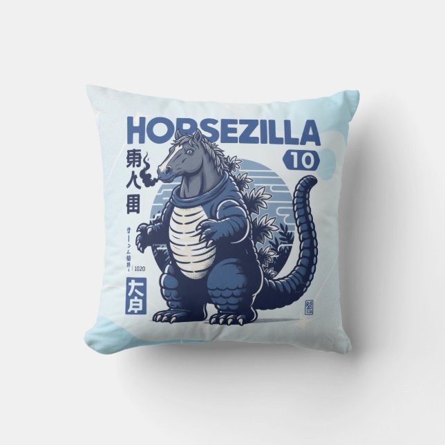 Horsezilla Shirt | Giant Monster Horse Art | Epic  Kussen (Voorkant)