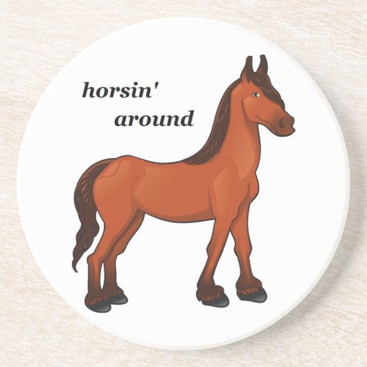 HORSIN' ROND ZANDSTEEN ONDERZETTER (Voorkant)