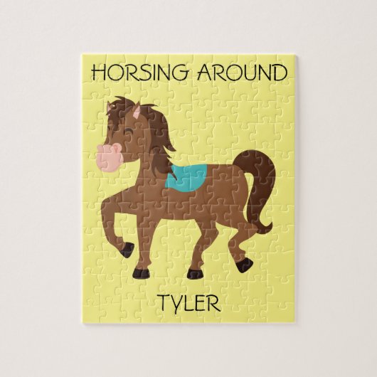 "Horsing Around" puzzel met aangepaste naam. (Verticaal)