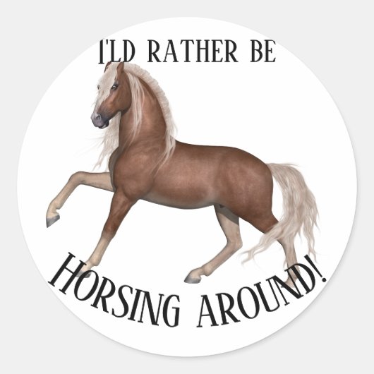 Horsing Around Ronde Sticker (Voorkant)