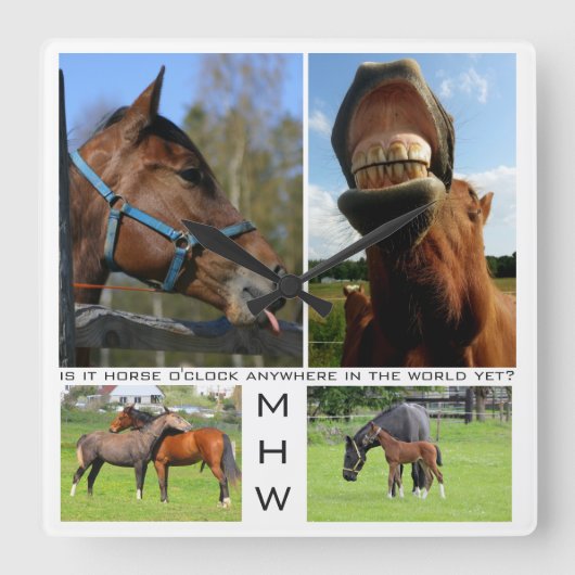 Horsing rond aangepaste wandklok voor paarden (Voorkant)