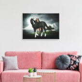 HORSKOLT EN FILLY, CANVAS PRINT, TWEE FOALS ART (Insitu (Woonkamer))