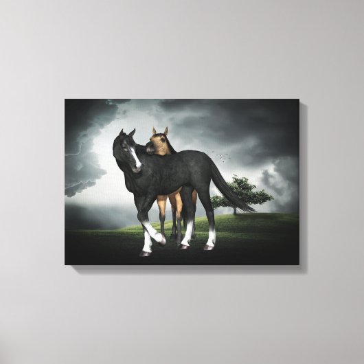HORSKOLT EN FILLY, CANVAS PRINT, TWEE FOALS ART AFDRUK (Voorkant)