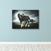HORSKOLT EN FILLY, CANVAS PRINT, TWEE FOALS ART AFDRUK (Insitu (Houten vloer))