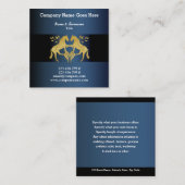 Horsmakreel met goudblauw blad vierkante visitekaartje (Voorkant / Achterkant)