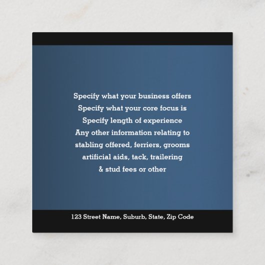 Horsmakreel met goudblauw blad vierkante visitekaartje (Achterkant)