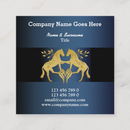 Horsmakreel met goudblauw blad vierkante visitekaartje (Voorkant)
