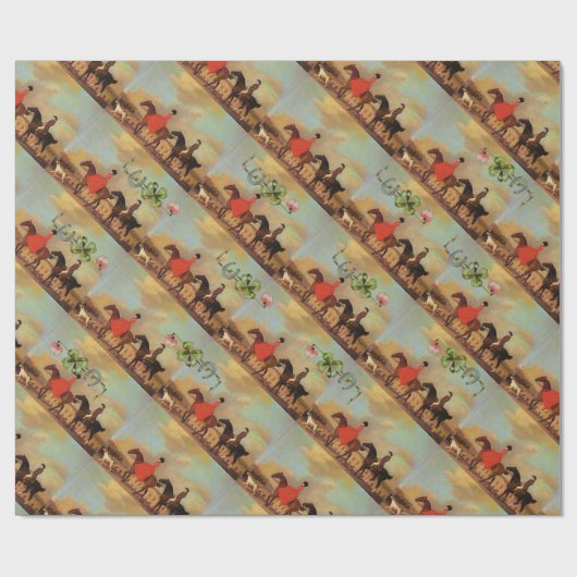 HORSRIDING, HOEFIJZERS EN SAMROKKEN CADEAUPAPIER (Vlak)