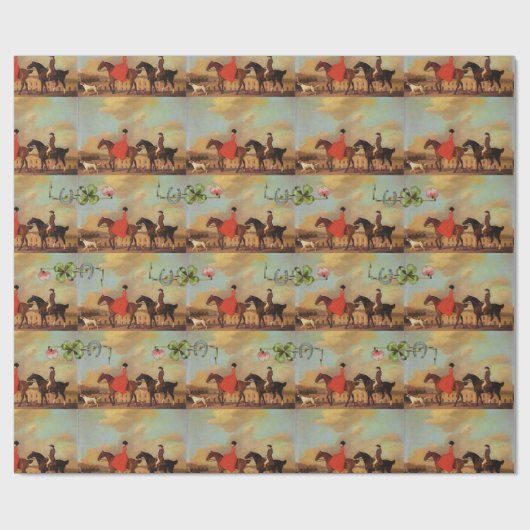 HORSRIDING, HOEFIJZERS EN SAMROKKEN CADEAUPAPIER (Vlak)