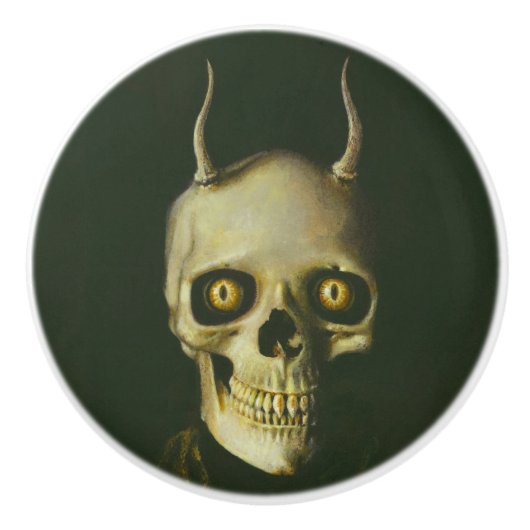 Horst Devil Skull Halloween Knob Keramische Knop (Voorkant)