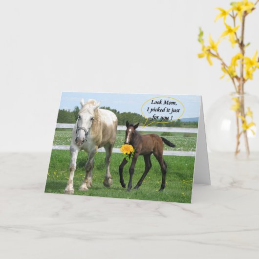 Horsy Moederdag Kaart (Gele Bloem)