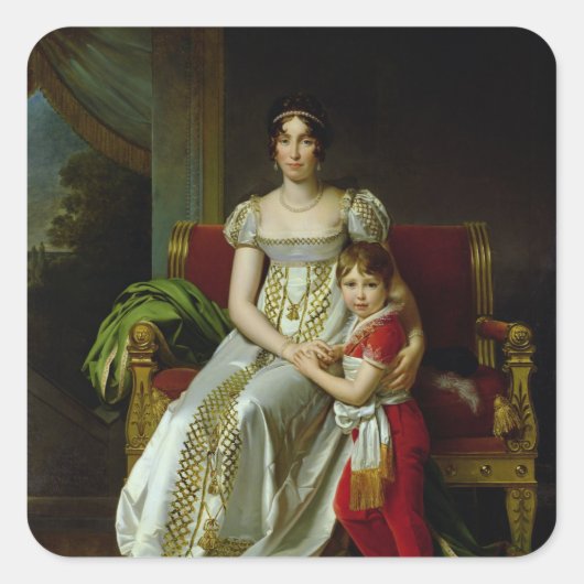 Hortense de Beauharnais en haar zoon Vierkante Sticker (Voorkant)