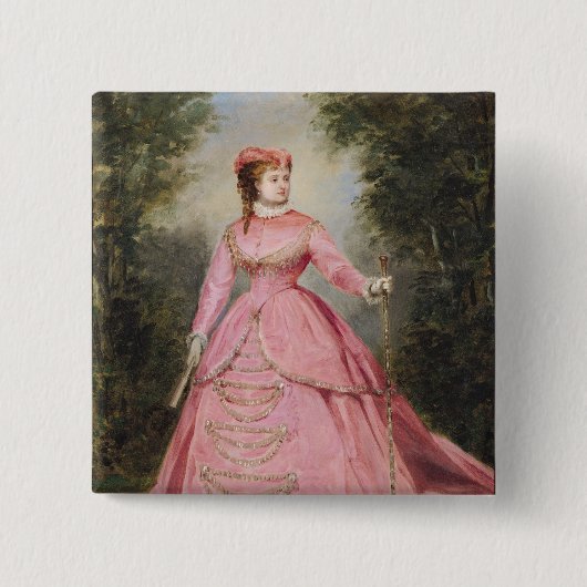 Hortense Schneider 1868 Vierkante Button 5,1 Cm (Voorkant)