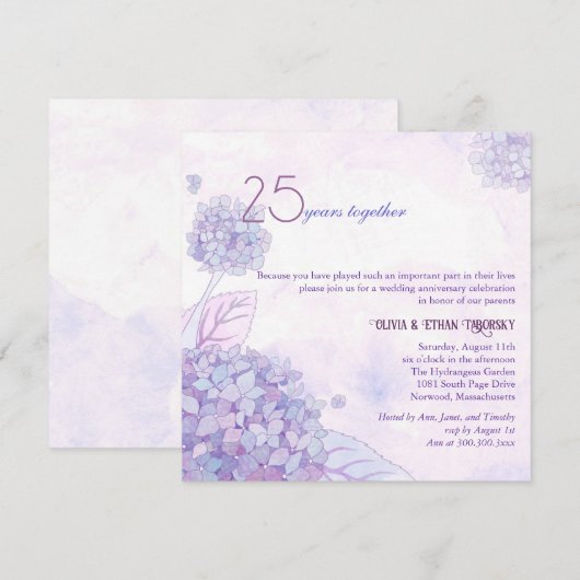 Hortensia 25e bruiloft zilveren bruiloft kaart (Voorkant / Achterkant)