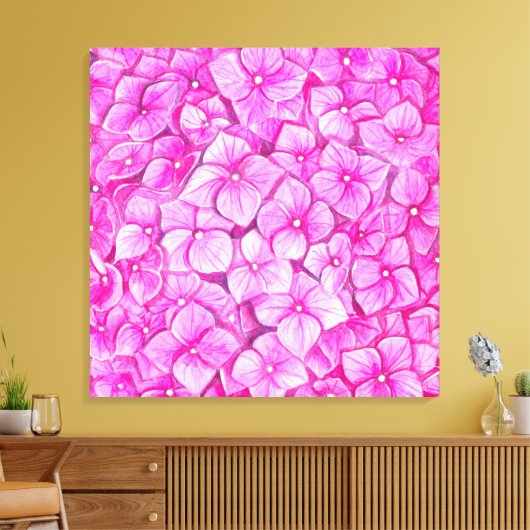 Hortensia aquarel canvas afdruk (Insitu (Woonkamer))
