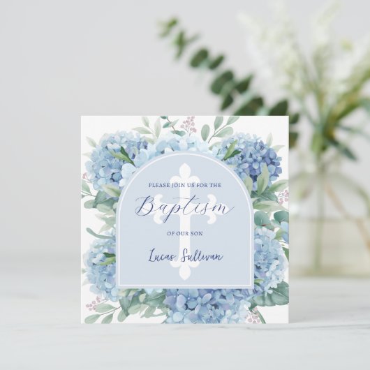 Hortensia Arch Doop Uitnodiging (Staand voorkant)