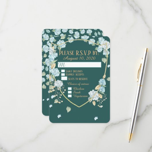 Hortensia bij maanlicht RSVP-kaarten RSVP Kaartje (Voorkant / Achterkant in situ)