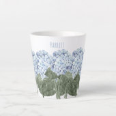 Hortensia Blauwe Bloem Latte Mok (Voorkant)