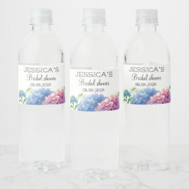Hortensia Blauwe Bloemen Bruidsfeest Borrel Waterfles Etiket
