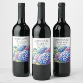 Hortensia Blauwe Bloemen Bruidsfeest Party Wijn Etiket