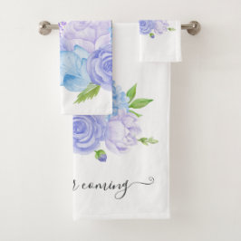 Hortensia Blauwe en Licht Lavendel Bruiloft Bad Handdoek