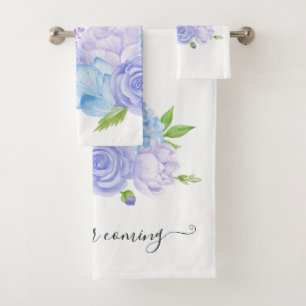 Hortensia Blauwe en Licht Lavendel Bruiloft Bad Handdoek