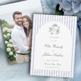Hortensia Blauwe Strepen Boog Kust Foto Bruiloft Save The Date