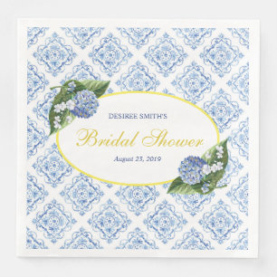 Hortensia Blauwe Tegel Bruiloftservies Servetten