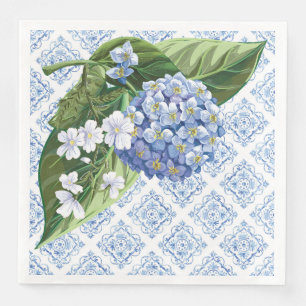 Hortensia Blauwe Tegeltjes Bruidsdouche Servetten