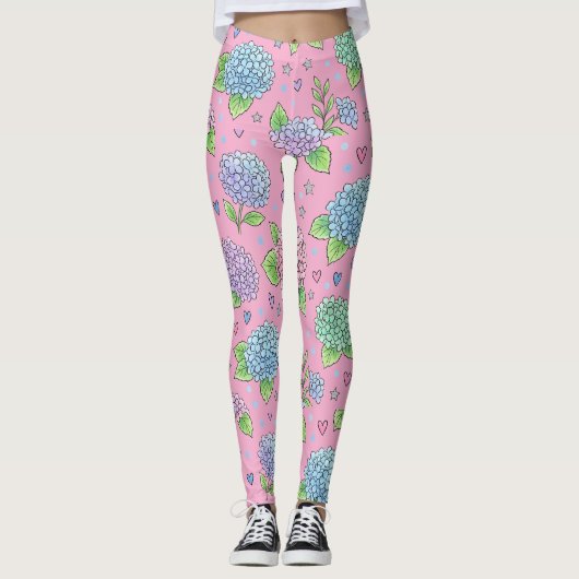 Hortensia Bloem Leggings (Voorkant)