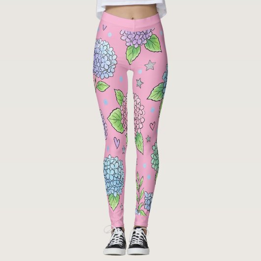Hortensia Bloem Leggings (Voorkant)