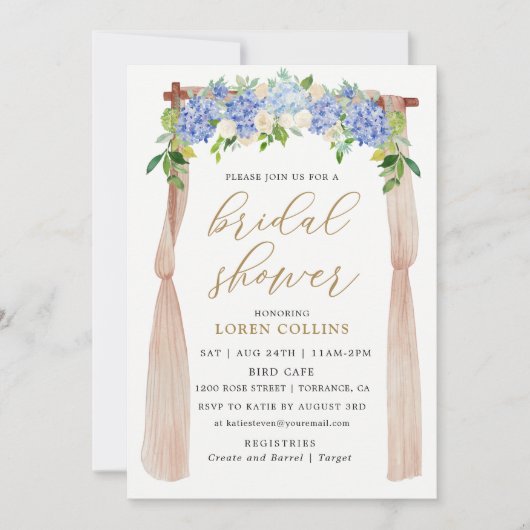 Hortensia Bloemboog Rustieke Bruidsdouche Kaart (Voorkant)