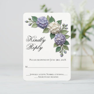 Hortensia Bloemen Bruiloft RSVP Kaartje