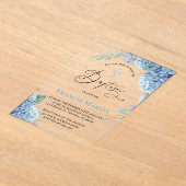 Hortensia bloemen Doop Acryl Uitnodigingen (Laagn)