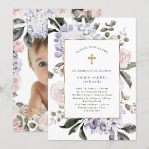  hortensia bloemen   Foto terug Doopsel Kaart