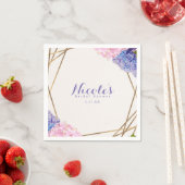 Hortensia Bloemen & Gouden Elegante Lente Bruiloft Servet (Insitu)