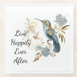 Hortensia Bloemen van de Kolibrie Glazen Onderzetter