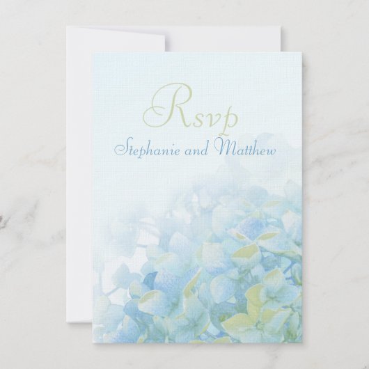 Hortensia bloemformele huwelijksreactie kaart (Voorkant)