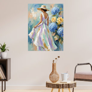 Hortensia bloemschilderij in mode poster