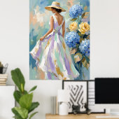 Hortensia bloemschilderij in mode poster (Thuiskantoor)