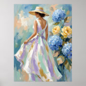 Hortensia bloemschilderij in mode poster (Voorkant)