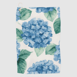 Hortensia Blues Bloemschildering in Waterverf Bloe Golfhanddoek