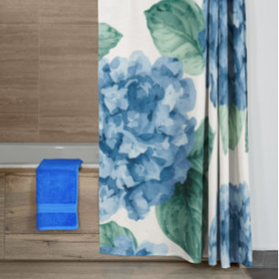 Hortensia Blues Bloemschildering in Waterverf Bota Douchegordijn